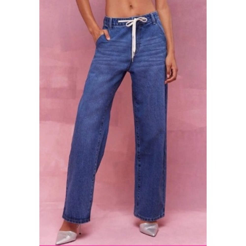 Missguided Washed Faded Straight Leg Jeans Women's Size 27 Blue Casual Denim